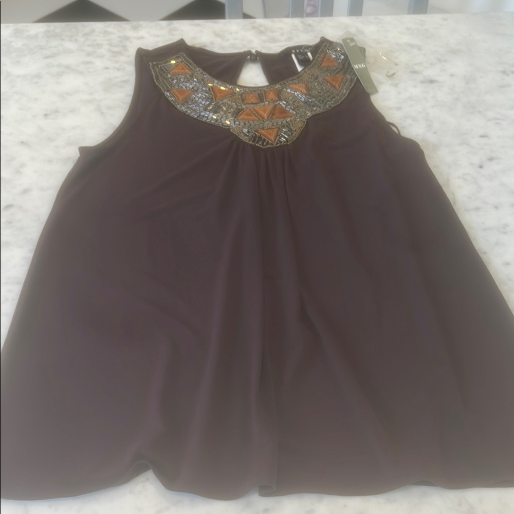 Embellished Brown Halter Top